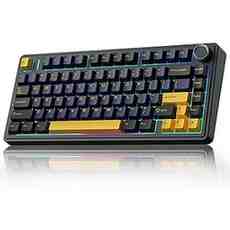 AULA F75 75% Wireless PBT Keycaps Mechanical Keyboard | Hot Swappable, Pre-lubed Linear Switches | RGB Backlit, 2.4GHz/Type-C/Bluetooth Gaming Keyboard (Thunder Black, Star-Vector(Seiya) Switch)